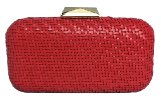 Red Basket Weave Clutch Purse