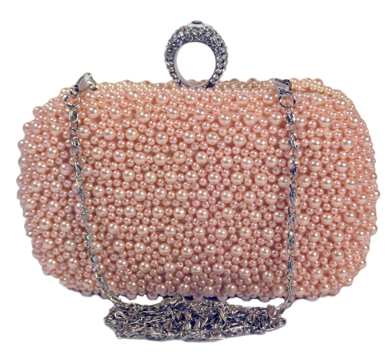 Pearl Embellished One Ring Wedding Evening Cocktail Clutch Bag